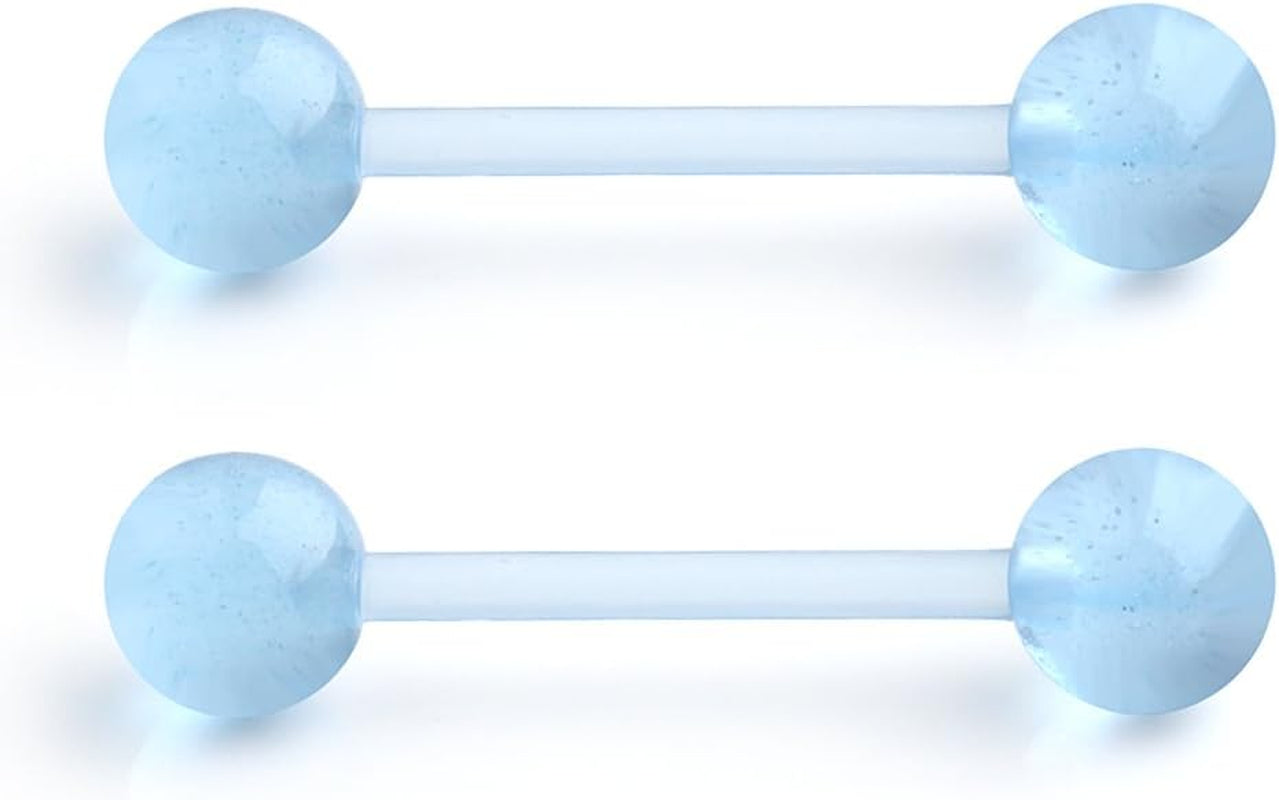 Ruifan 14G 16Mm Glow in the Dark Flexible Acrylic Straight Tongue Nipple Ring Retainer Piercing
