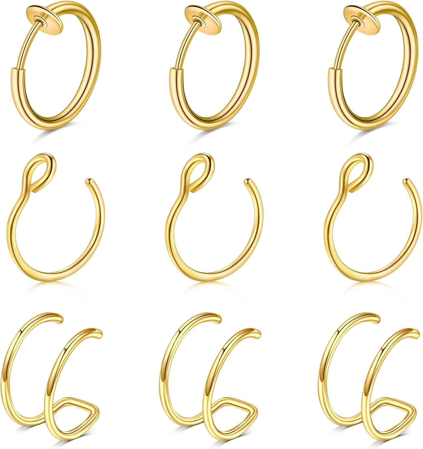 Briana Williams Fake Nose Ring Gold Fake Nose Rings for Women Clip on Fake Nose Piercing Non Piercing Faux Nose Piercing Jewelry