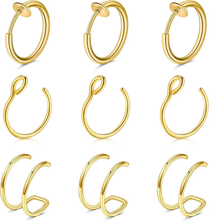 Briana Williams Fake Nose Ring Gold Fake Nose Rings for Women Clip on Fake Nose Piercing Non Piercing Faux Nose Piercing Jewelry