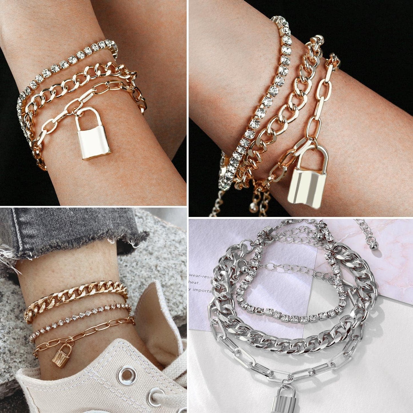 Dainty adjustable chain gold bracelets from 6-pack collection