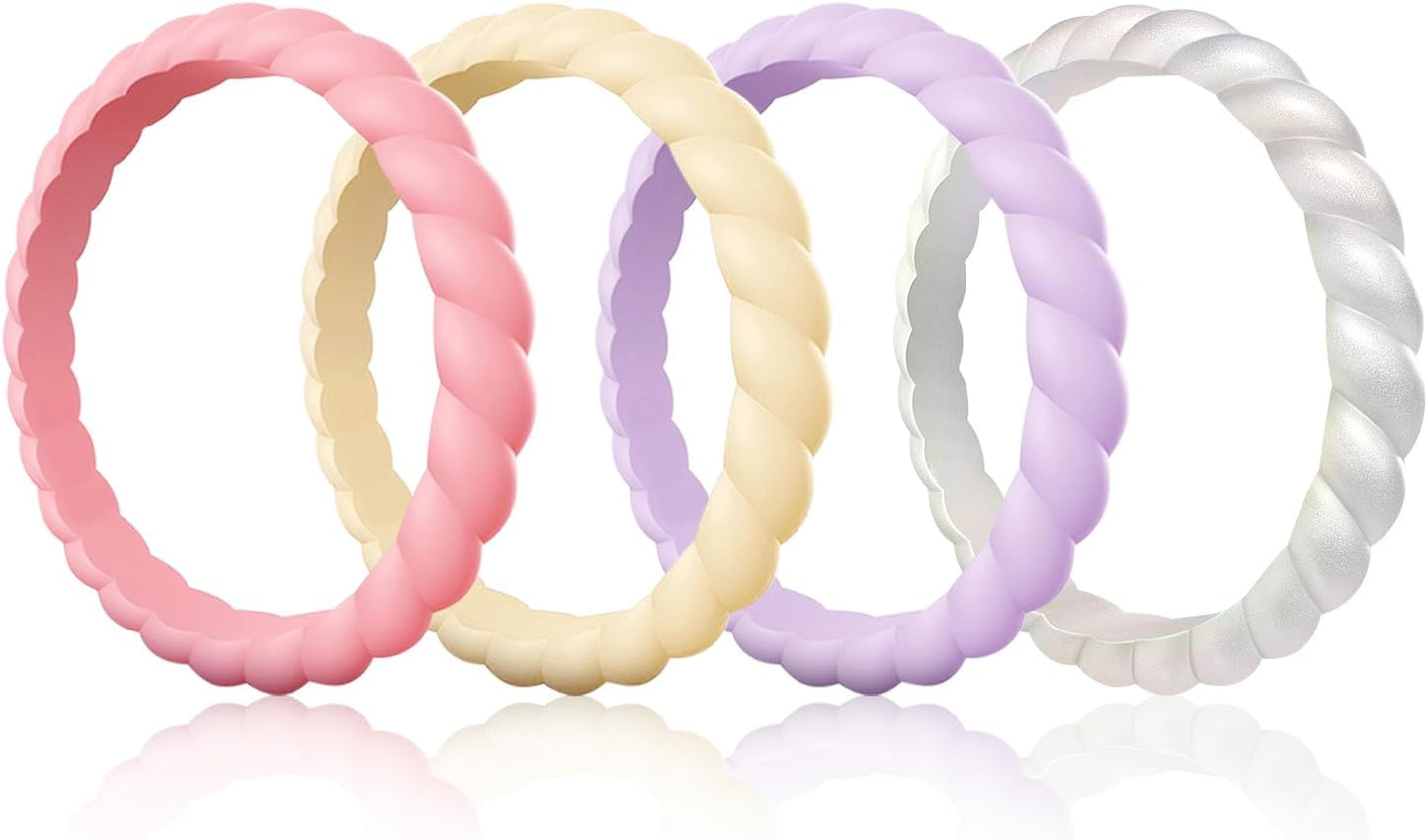 Egnaro rubber wedding bands collection arranged showing color variety and design