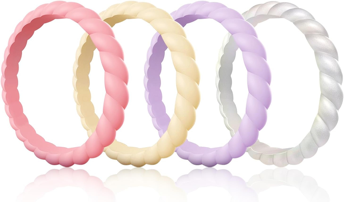Egnaro rubber wedding bands collection arranged showing color variety and design