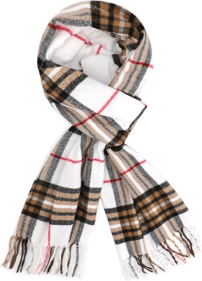 Plaid Scarf for Women Men, Lightweight Classic Tartan Tassel Scarves Fashion Warm Winter Chunky Scarf Cold Weather