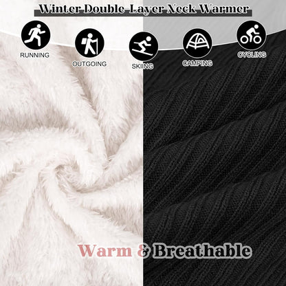 Chalier Infinity Scarf Winter Double-Layer Neck Warmer Knit Fleece Lined Circle Loop Scarves