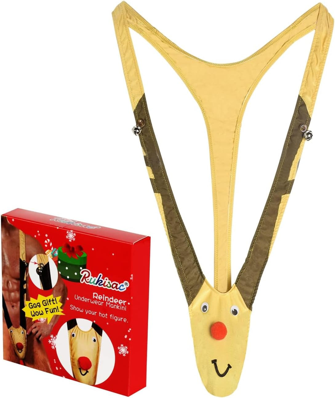Reindeer mankini thong folded showing full pattern
