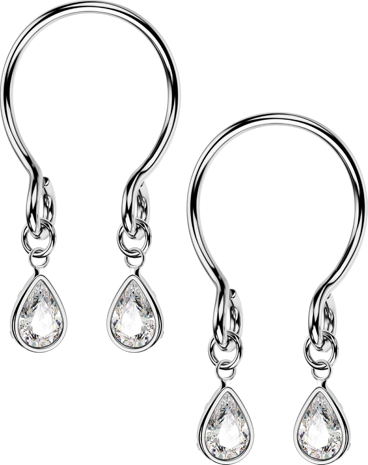 OUFER 2PCS Non Piercing Nipple Rings with Dangling Charms, Adjustable Stainless Steel Fake Nipple Jewelry for Women Men, Comfortable & Stylish Faux Piercing