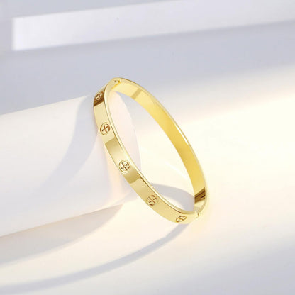 18K Gold-Plated Love Bangle Bracelets for Women, Silver Cross Bangle Bracelets, Waterproof Stainless Steel Friendship Jewelry, Valentines Christmas Birthday Gifts for Her