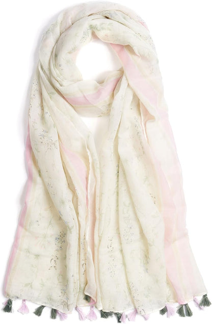 Scarf for Women Lightweight Soft Floral Leopard Printed Scarves Fall Winter Fashion Shawl Wrap with Fringe