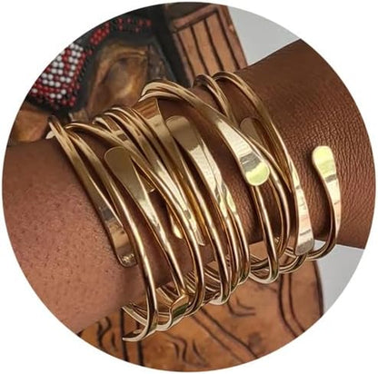 14K gold plated cuff bangles for women's everyday wear