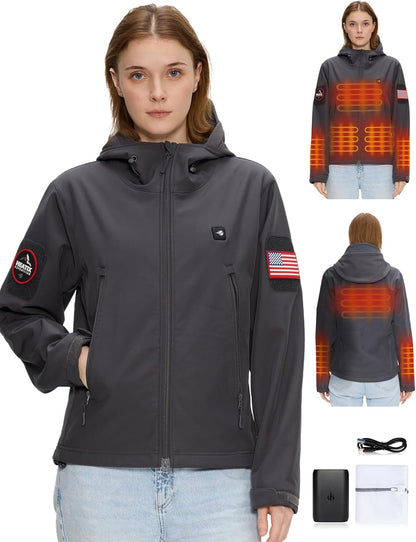Back view of women's heated jacket showing insulation coverage
