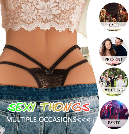 Women's floral lace thong with elegant lace details