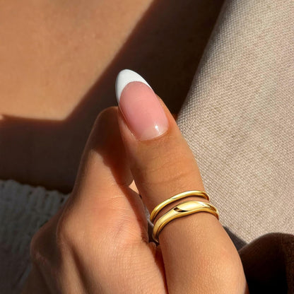 Stackable Gold Rings for Women Non Tarnish, Dainty 14K Gold Plated Chunky Stacking Rings Trendy Statement Pinky Thumb Rings Engagement Eternity Wedding Band Ring Stacking Gold Jewelry Size 4 5 6 7 8 9 10 11