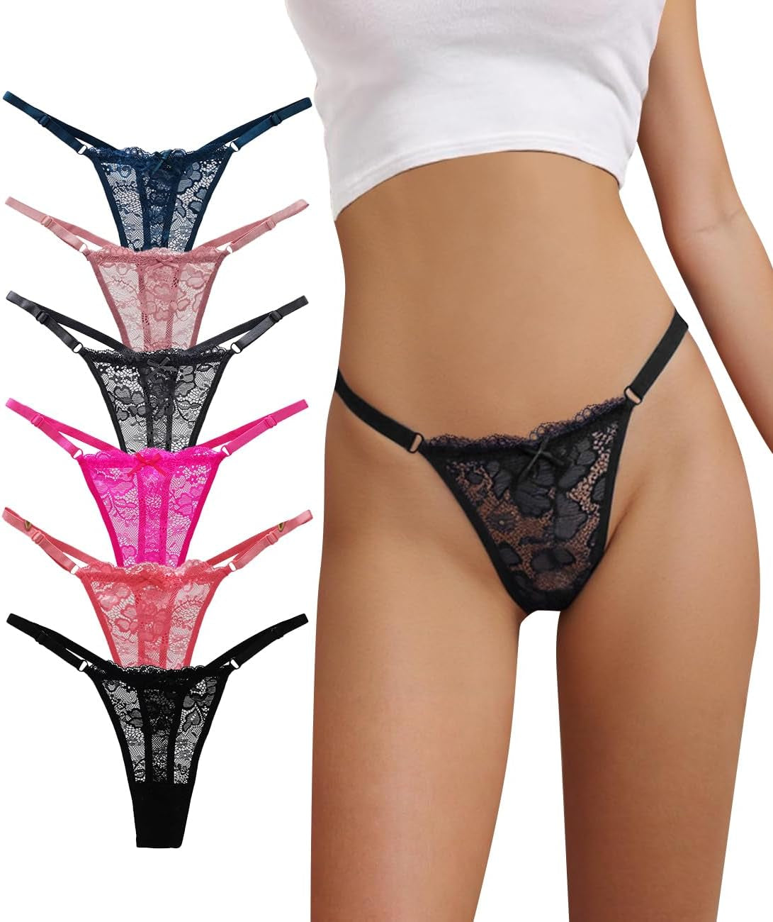 Breathable lace thong panties low rise style