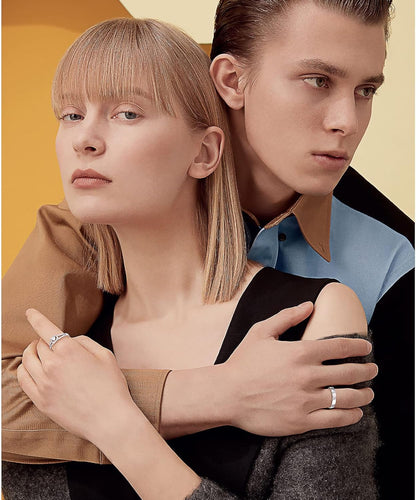 Yearace Couple Rings, 925 Sterling Silver Promise Ring for Couples Romantic Love Couples Jewelry Gifts, Adjustable Engagement Wedding Ring for Him and Her