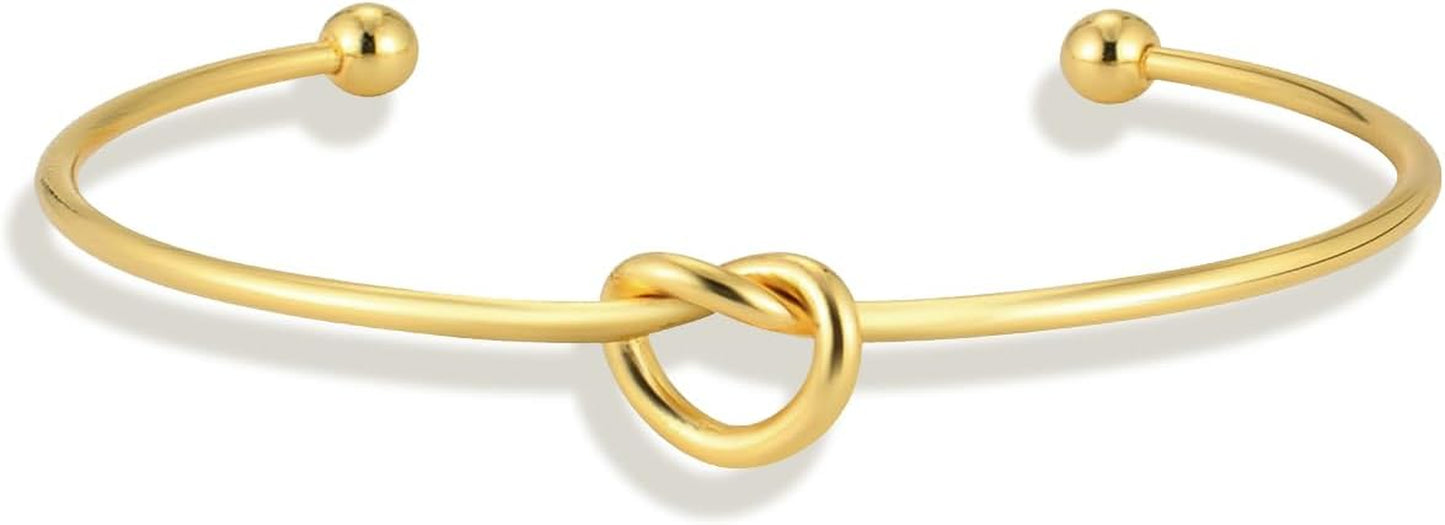 18K Gold Plated Bracelets for Women Dainty Gold Bangle Cuff Bracelets Non Tarnish Love Friendship Jewelry Gifts