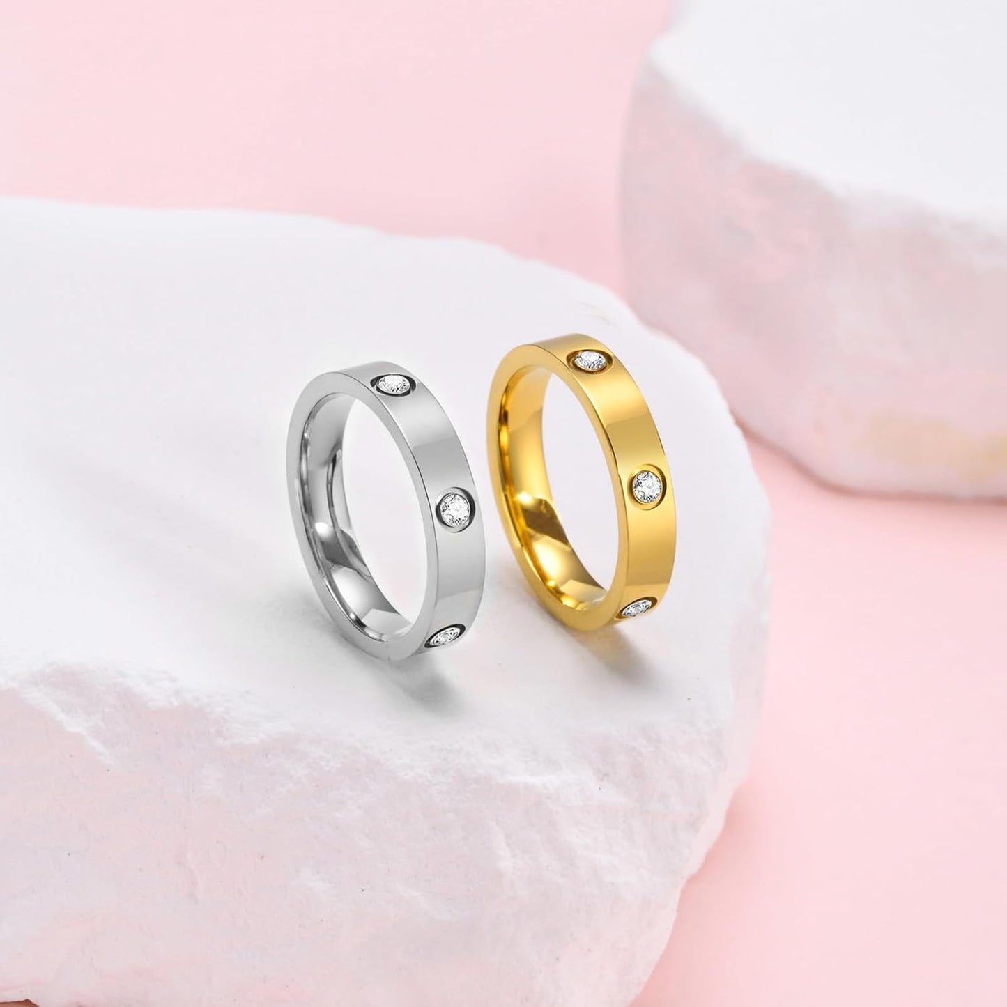 MPRAINBOW gold ring for women trendy friendship band style