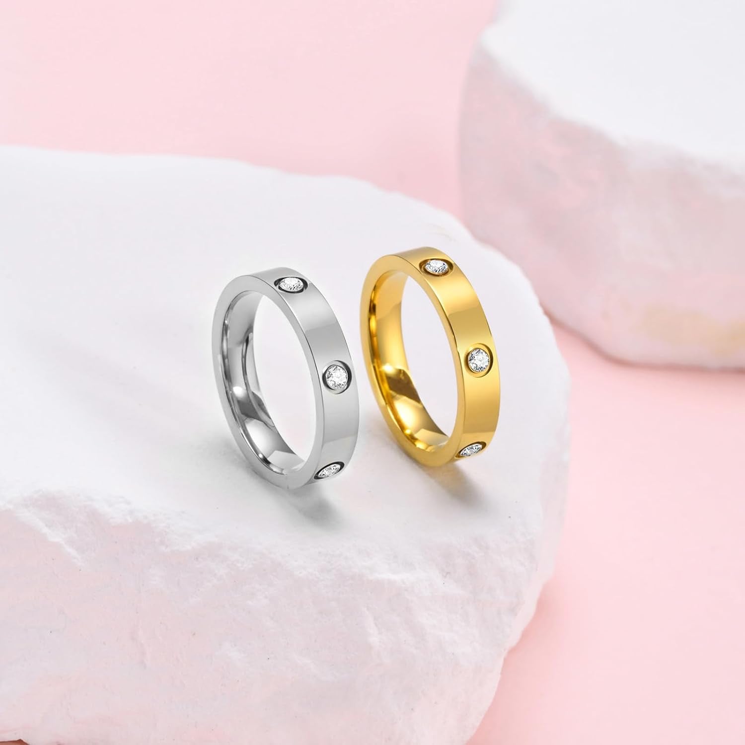 MPRAINBOW gold ring for women trendy friendship band style