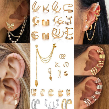 81 Pcs Ear Cuff Helix Cartilage Ear Clip on Wrap Earrings Ear Cuffs for Women Men Non Piercing Ear Clip Fake Earrings Cartilage(Gold/Silver/Black)