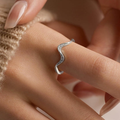Sterling silver wave ring symbolizing ups and downs