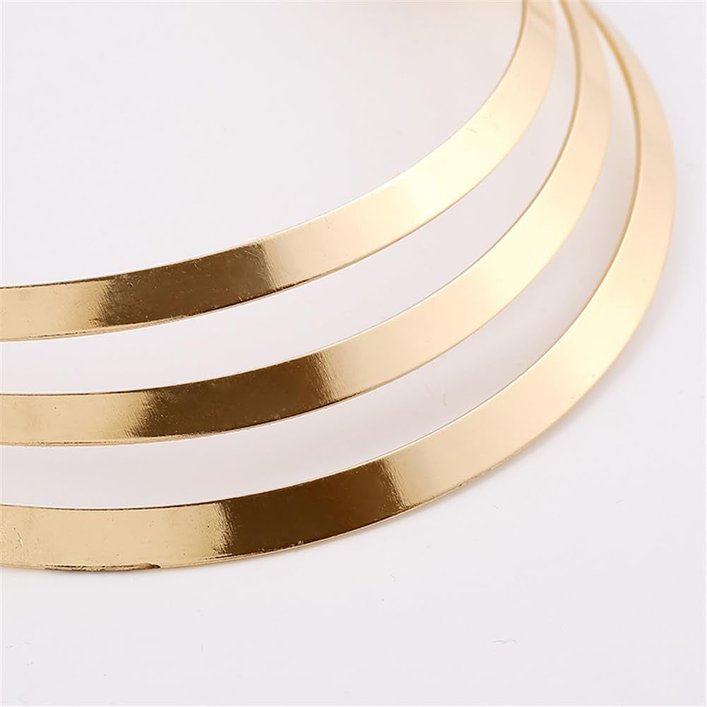 Hewill Chunky Gold Necklace Big Statement Chunky Necklace for Women African Tribe Wide Metal Choker Necklaces Jewelry