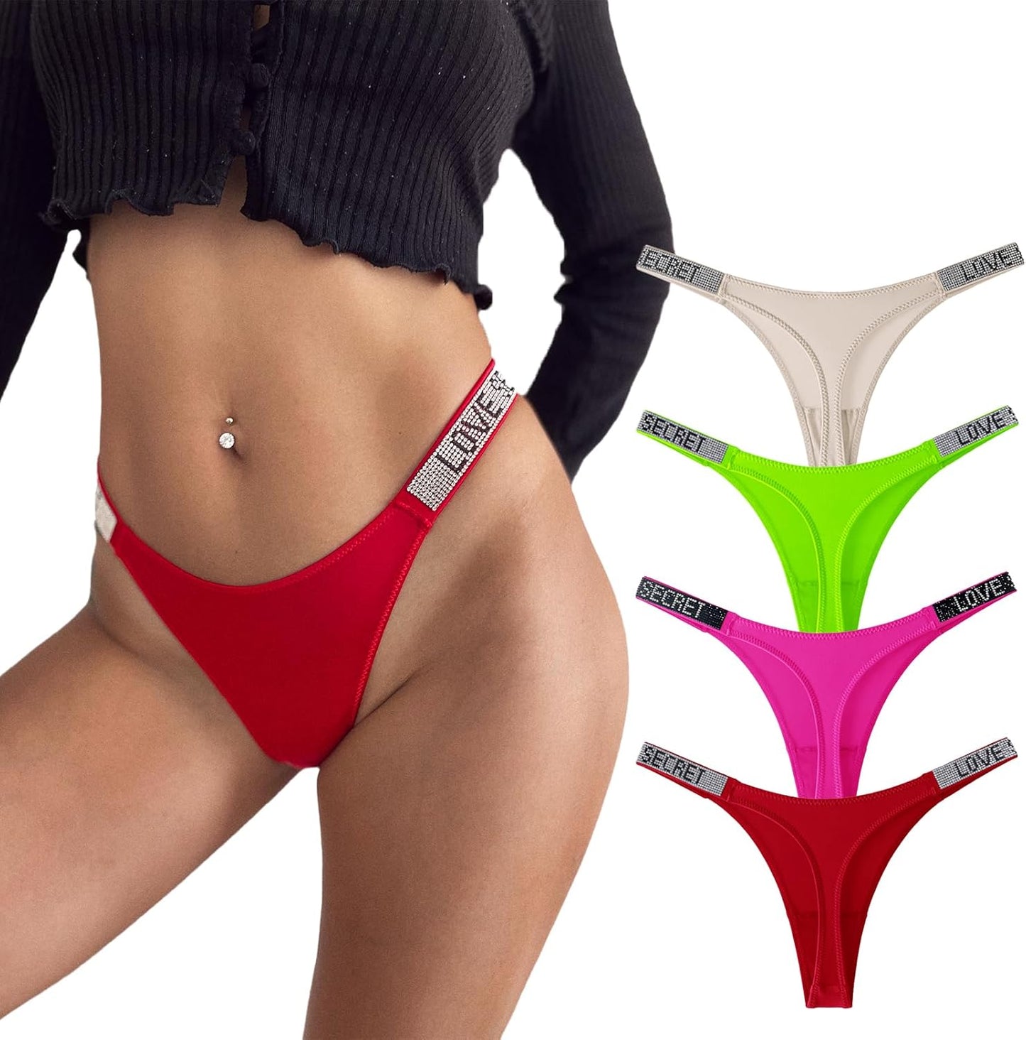 Meshal cotton g-string thongs five-pack in assorted colors