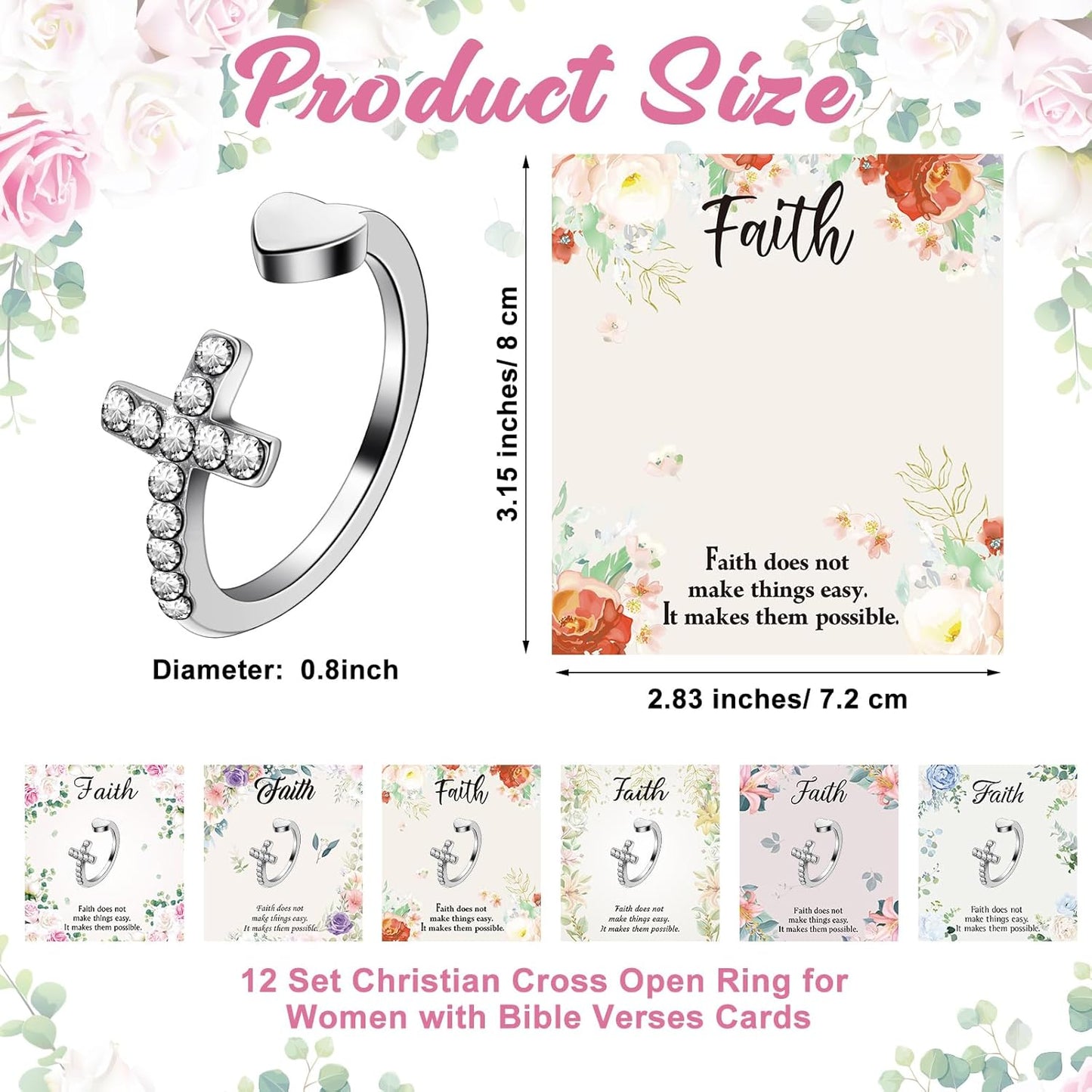 Women's Christian faith cross ring design