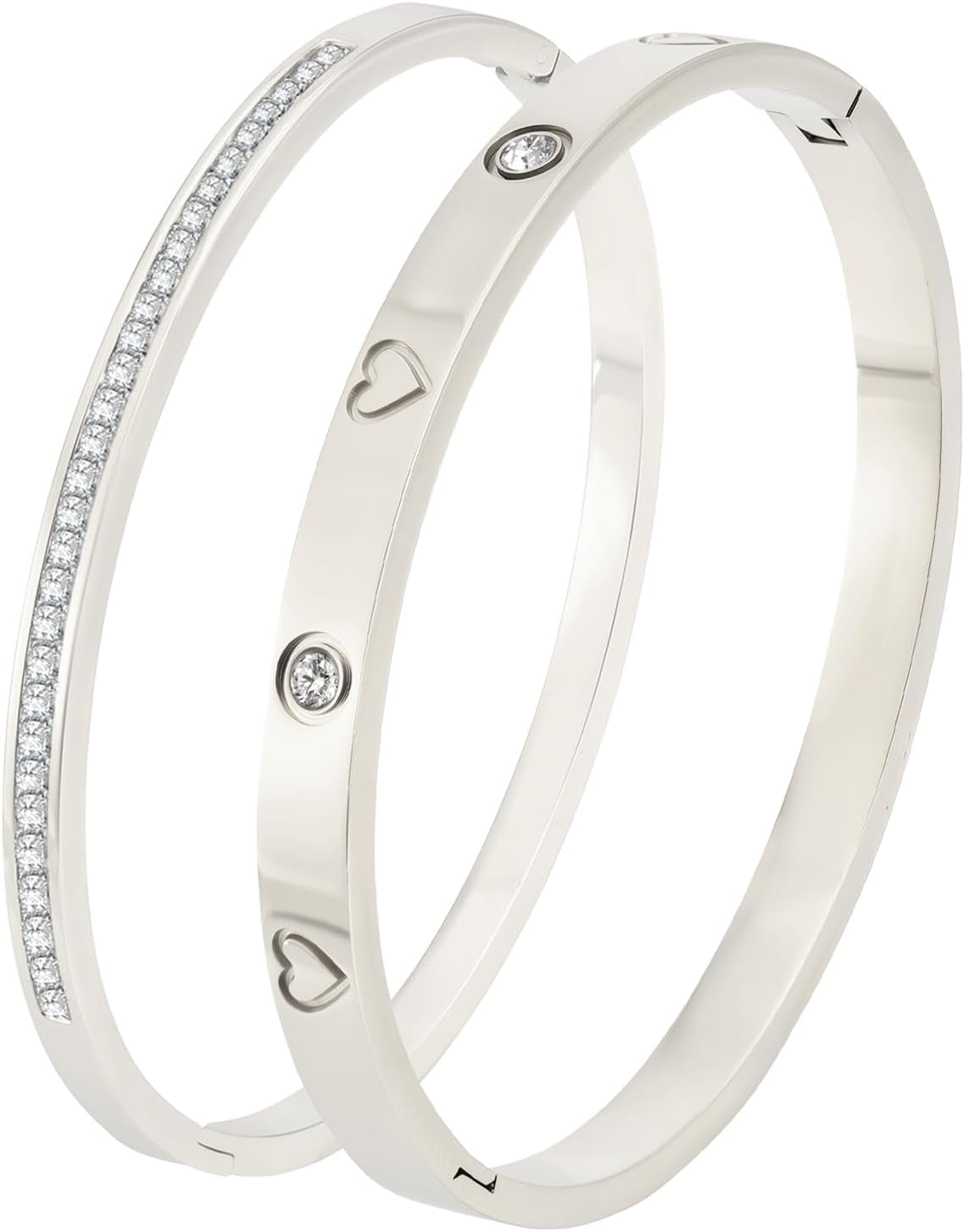 Gold Bangle Bracelets for Women - 2PCS 18 K Gold Plated Stainless Steel Love Bangle Friendship Stack Bracelet Bangle for Her.