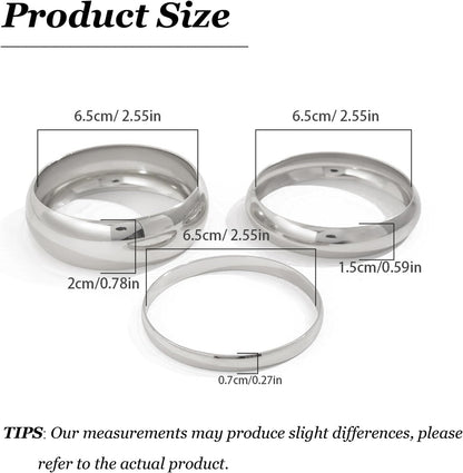 3PCS Chunky Bangles Bracelet Set for Women Gold Silver Non Tarnish Jewelry Gift