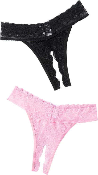 Avidlove Sexy Panties for Women Lace Cheeky Underwear Low Rise T Back Hipster Thong 1-3 Pack