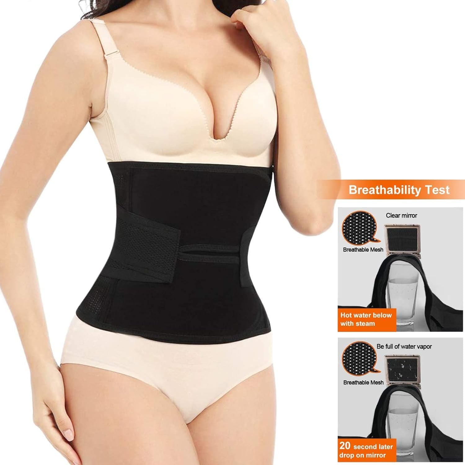 Tummy tuck support wrap laid flat showing size options