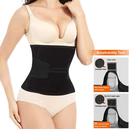 Tummy tuck support wrap laid flat showing size options