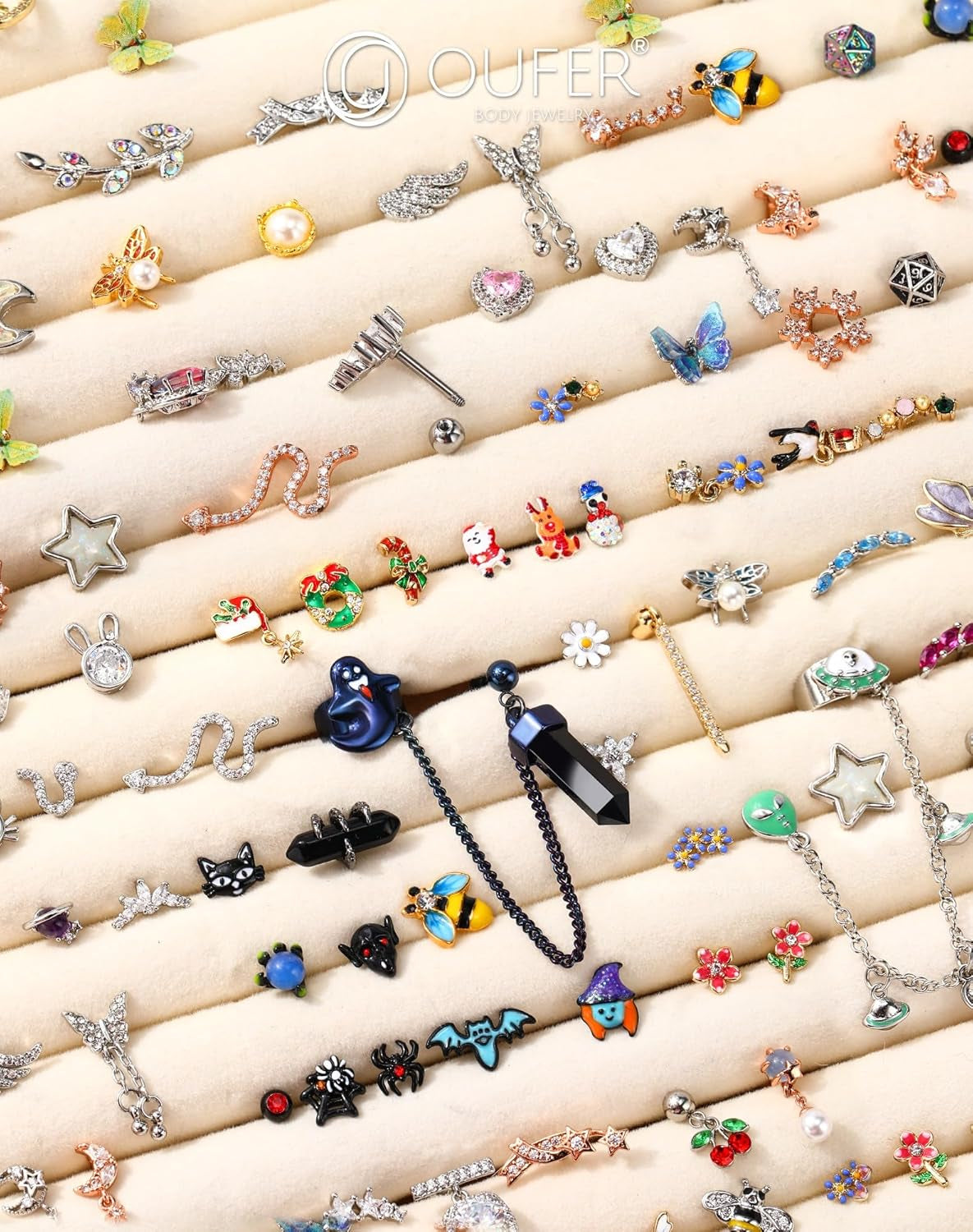 OUFER 16G Helix Earrings, 316L Stainless Steel Cartilage Earrings, Random 6PCS Helix Cartilage Piercing Jewelry, Tragus Forward Helix Cartilage Earrings Studs for Women