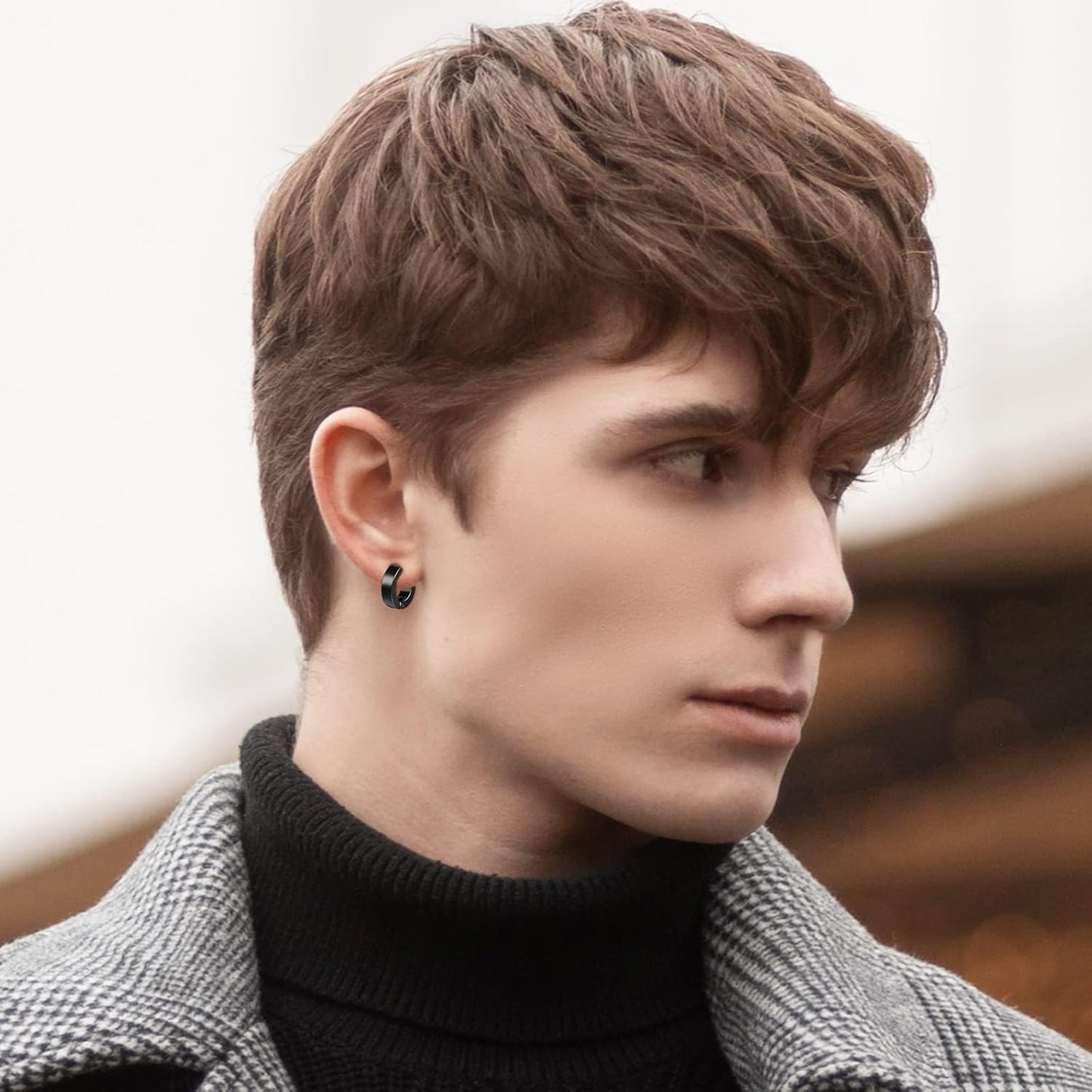 ONESING 12 Pairs Black Magnetic Earrings: Clip On, Hoop & Dangle Designs - Non-Piercing Set for Men & Women