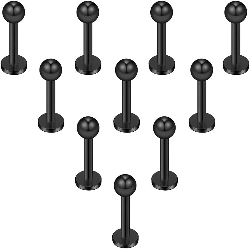 Ruifan 16G 316L Stainless Steel 3Mm Ball Labret Monroe Lip Ring Tragus Helix Cartilage Earring Stud Barbell Bar Length 6Mm 8Mm 10Mm 12Mm Body Piercing Jewelry