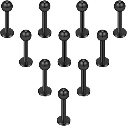 Ruifan 16G 316L Stainless Steel 3Mm Ball Labret Monroe Lip Ring Tragus Helix Cartilage Earring Stud Barbell Bar Length 6Mm 8Mm 10Mm 12Mm Body Piercing Jewelry