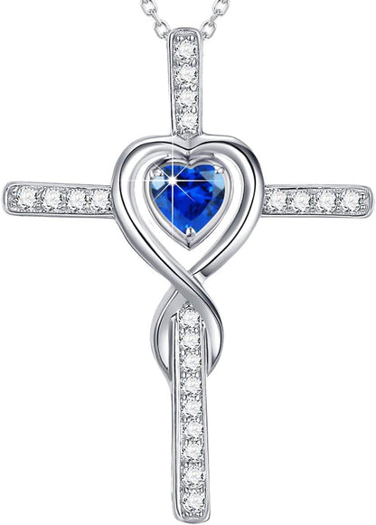 Dorella Love Infinity Christmas Jewelry for Women Birthday Gifts Wife Mom December January Birthstones Blue Topaz Garnet and More Stones Jewelry 925 Sterling Silver