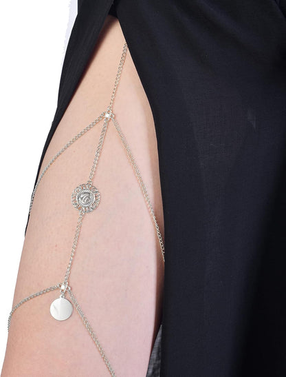 Tornito 12Pcs Thigh Chains Snake Heart Pearl CZ Leg Chain Boho Layered Body Chain Summer Beach Party Body Jewelry for Women Silver Gold Tone