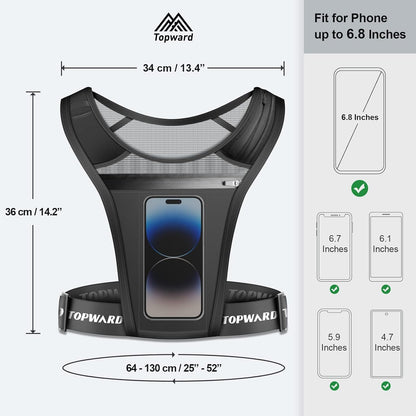Running vest with reflective strips and multiple storage compartments