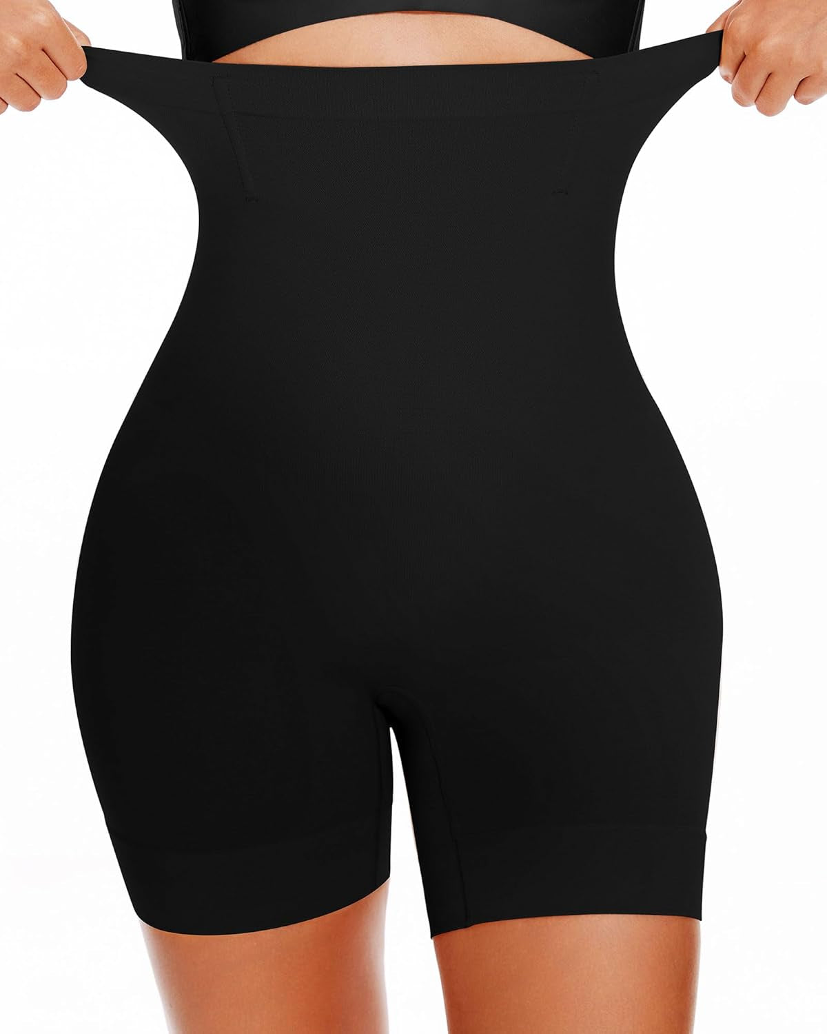 BESTENA high-waisted shapewear shorts front view with tummy control panel