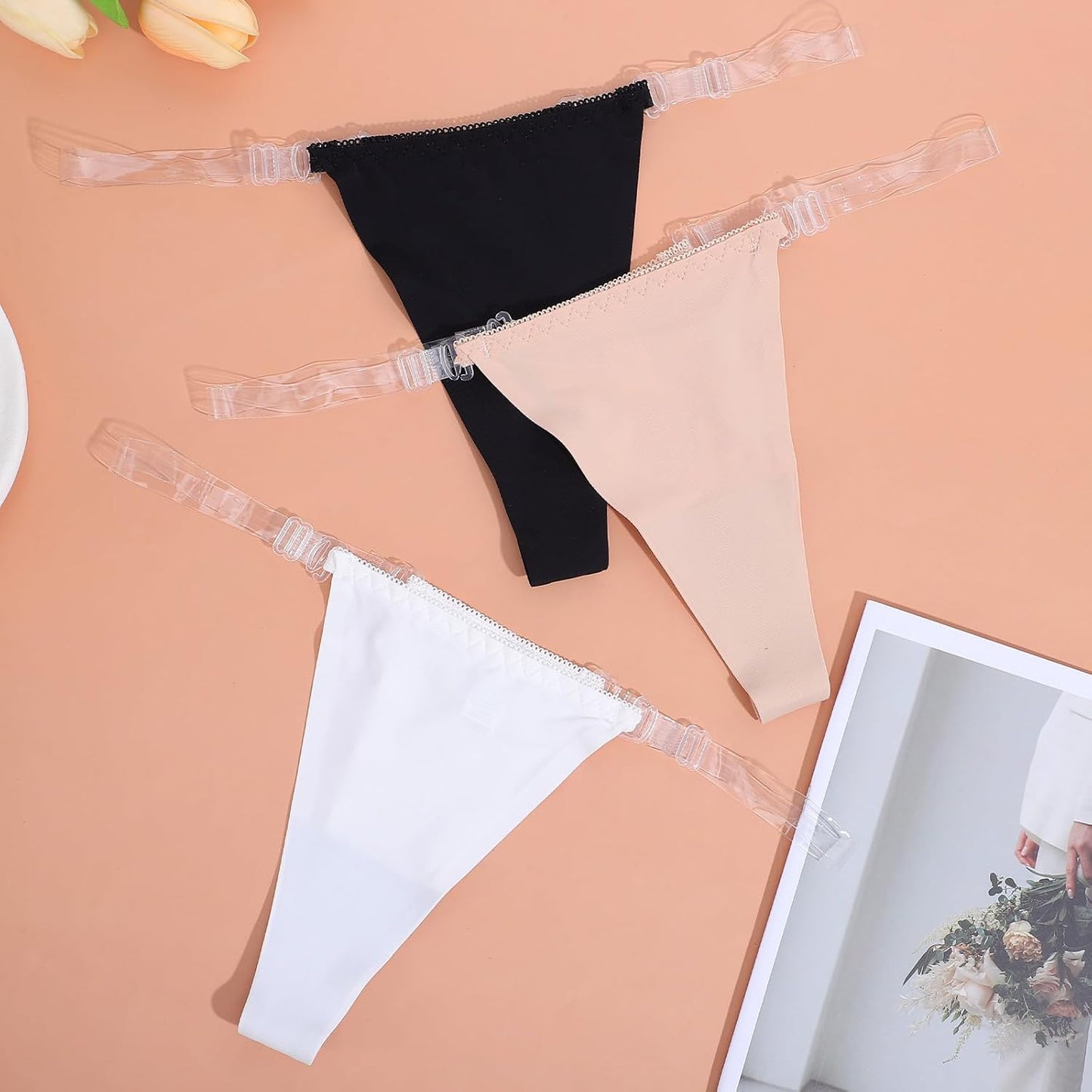 Sexy clear strap thong underwear perfect for bride or special occasions