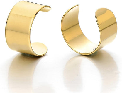 2Pcs Stainless Steel Ear Cuff Ear Clip Non-Piercing Clip on Earrings for Men and Women