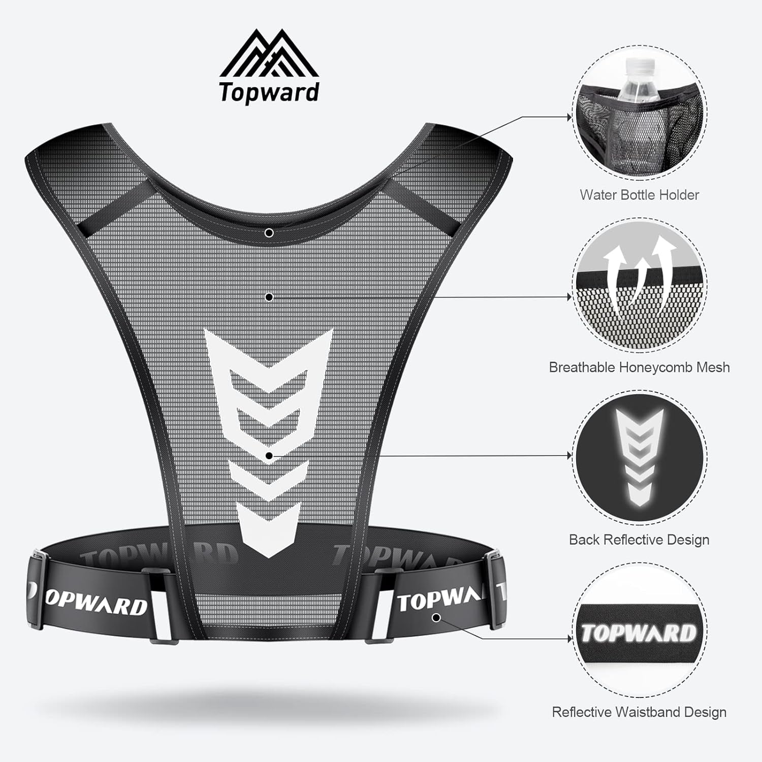 Man in athletic gear wearing running phone holder vest at gym