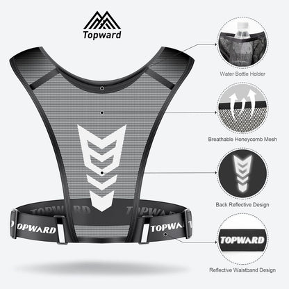 Man in athletic gear wearing running phone holder vest at gym