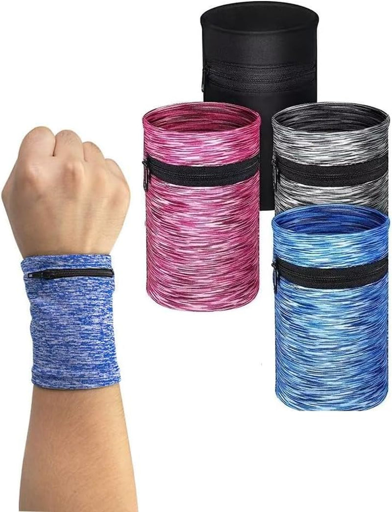 1 Pocket Wrist Wallet Wrist Cell Phone Holder, Ankle Wallet, Sweat Bands, Armband, Hidden Pouch, Wristlet Wallet for Travel, Outdoor Sports Running,Black