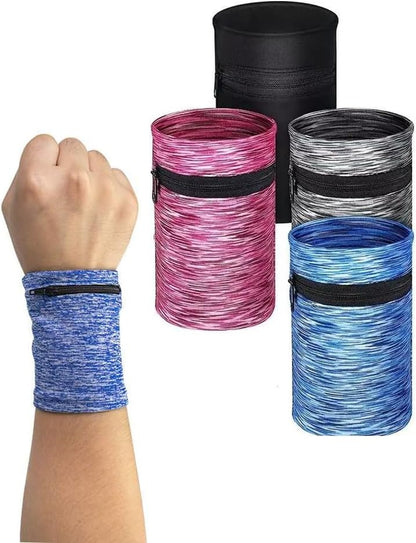 1 Pocket Wrist Wallet Wrist Cell Phone Holder, Ankle Wallet, Sweat Bands, Armband, Hidden Pouch, Wristlet Wallet for Travel, Outdoor Sports Running,Black