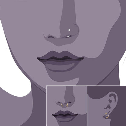 Jewelrieshop Nose Rings Hoop 20G Stainless Steel Nose Piercing Jewelry Fake Lip Hoop Rings for Women Men