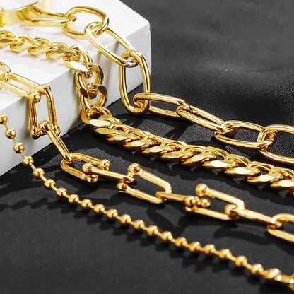 17IF 24-25 Pcs (6 Pack) 14K Gold Ankle Bracelets Set for Women Boho Stackable Bangles Cuff Charm Chunky Wrist Jewelry