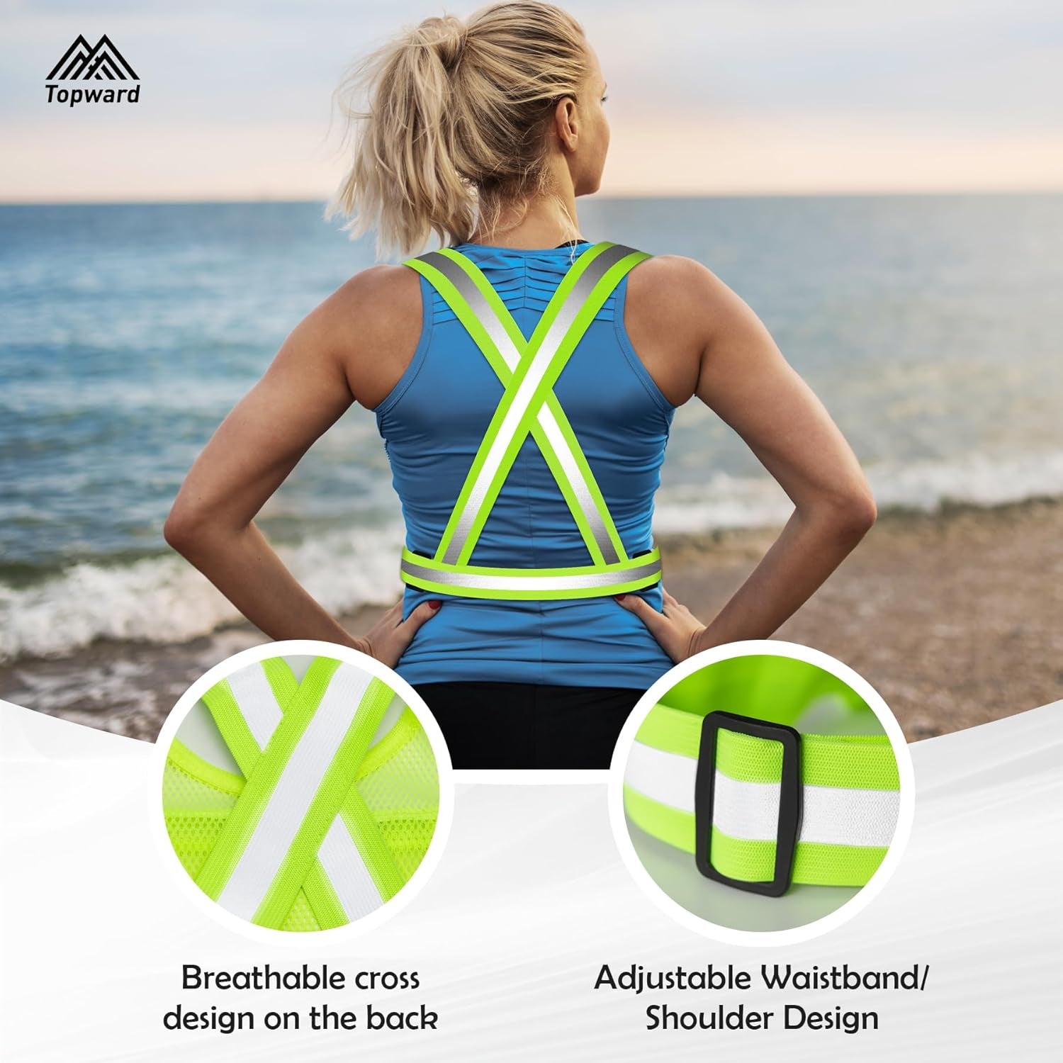 Reflective vest phone holder showing secure device compartment design