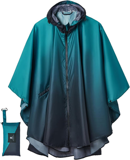 Saphirose Unisex Rain Poncho Waterproof Raincoat Hooded for Adults Women with Pockets