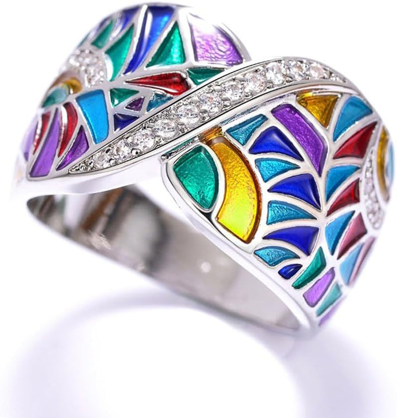 White Gold Plated White Cubic Zirconia Statement Ring Personalized Accessory Ideal for Women'S Daily Casual Wear Party Holiday Anniversary Love Jewelry Gift